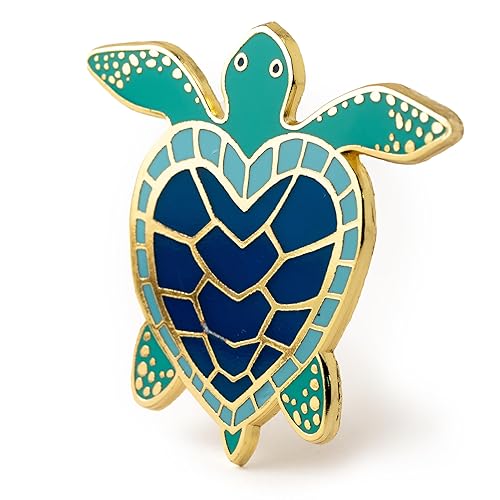 Sea Turtle Enamel Pin - Cute Ocean Animal Pin, Save