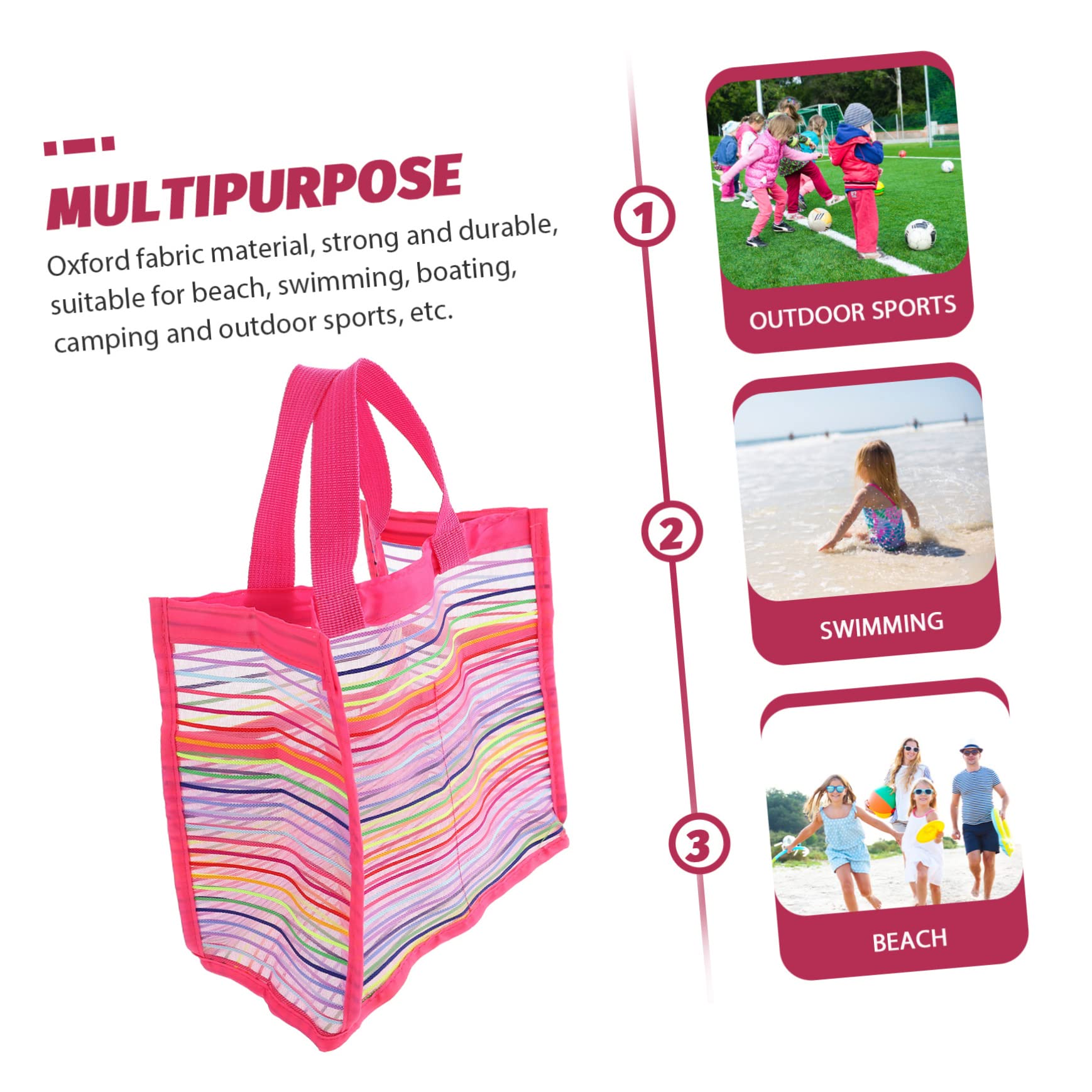 SHERCHPRY 5piezas Bolsa De Playa Infantil De Malla Grande Bolsa De Almacenamiento De Baño para Viajes y Actividades Al Aire