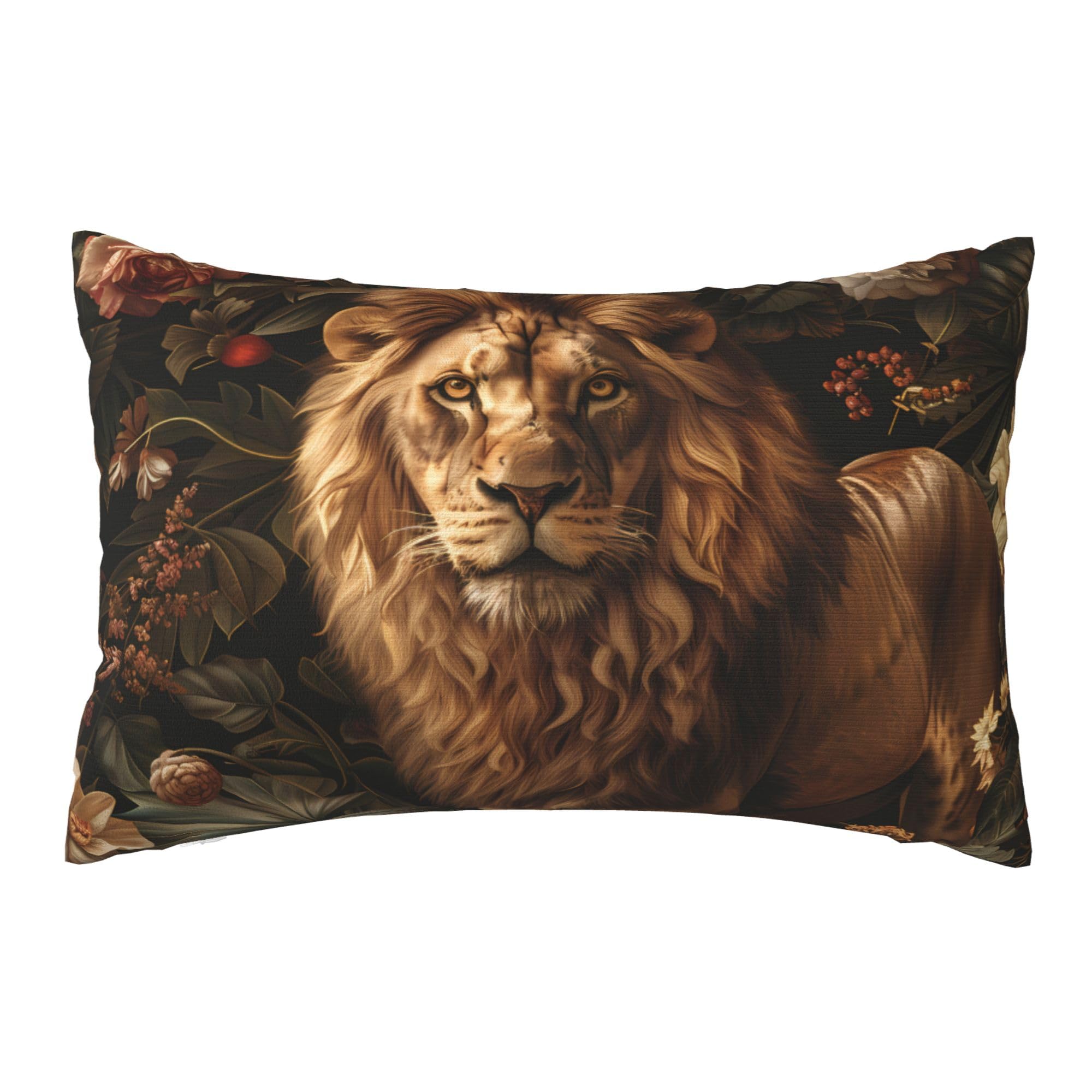 Keebik William Morris Style Vintage Flowers Animal Lion Throw Pillow Cover Soft Decorative Throw Pillowcases Cushion Case for Home Decor Living Room Bed Couch Car 12x20 Inch — image 1