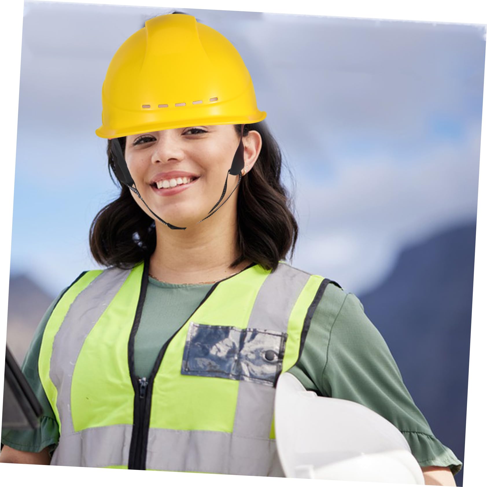 NUOBESTY Casco Sicurezza Giallo Ventilato per Adulti Elmetto da Resistente