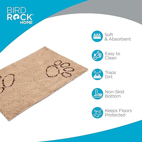 Vista 22 de Internet's Best Felpudo de felpilla para perro, 60 x 30 pulgadas, superficie absorbente, parte inferior antideslizante, protege los pisos, color gris