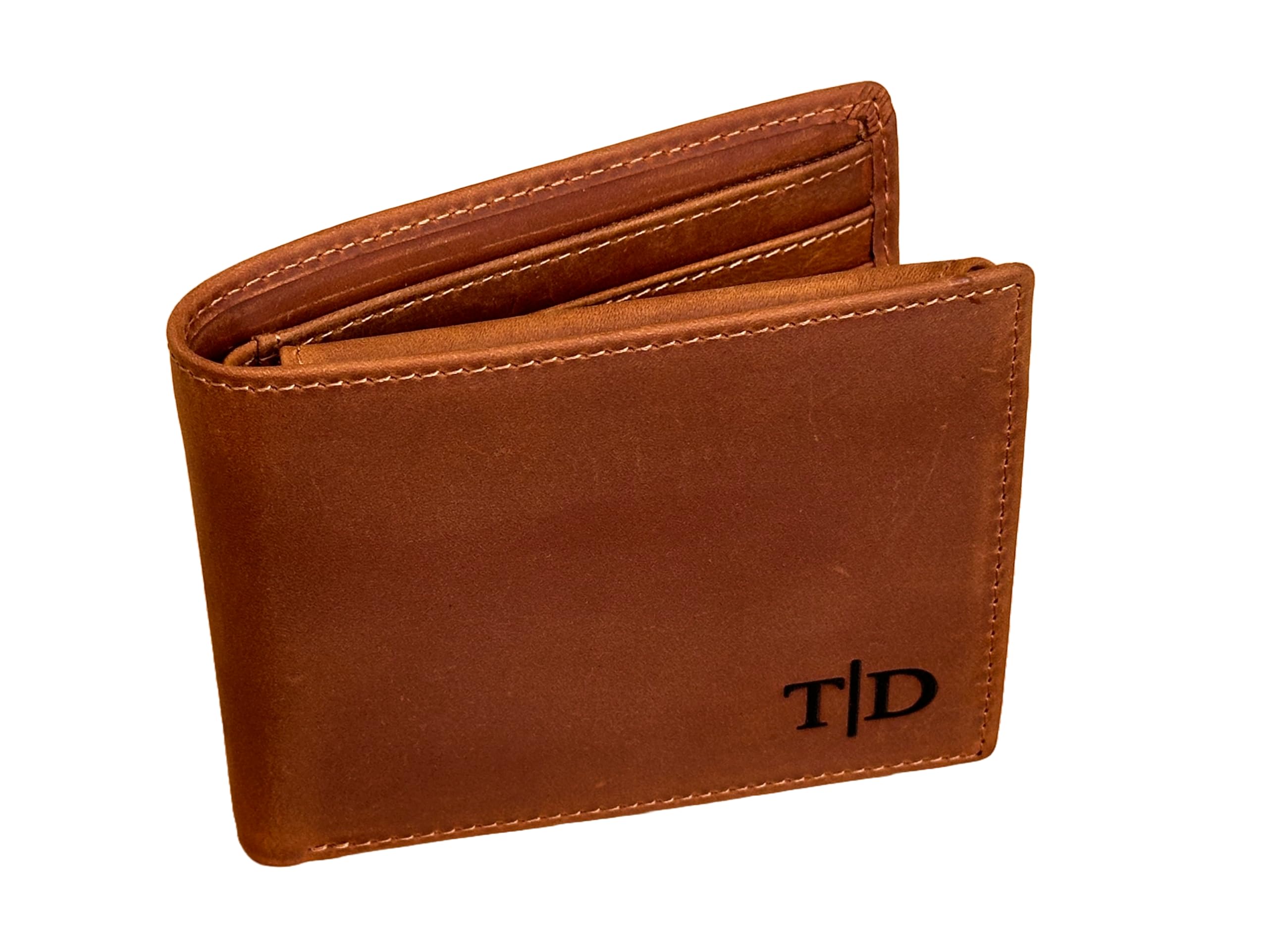 Personalized Leather Wallet for Men, Custom Wallet with Monogram / Initial / Name, Customized Engraved Wallet for Him, Dad, Husband, Son, Grandpa,