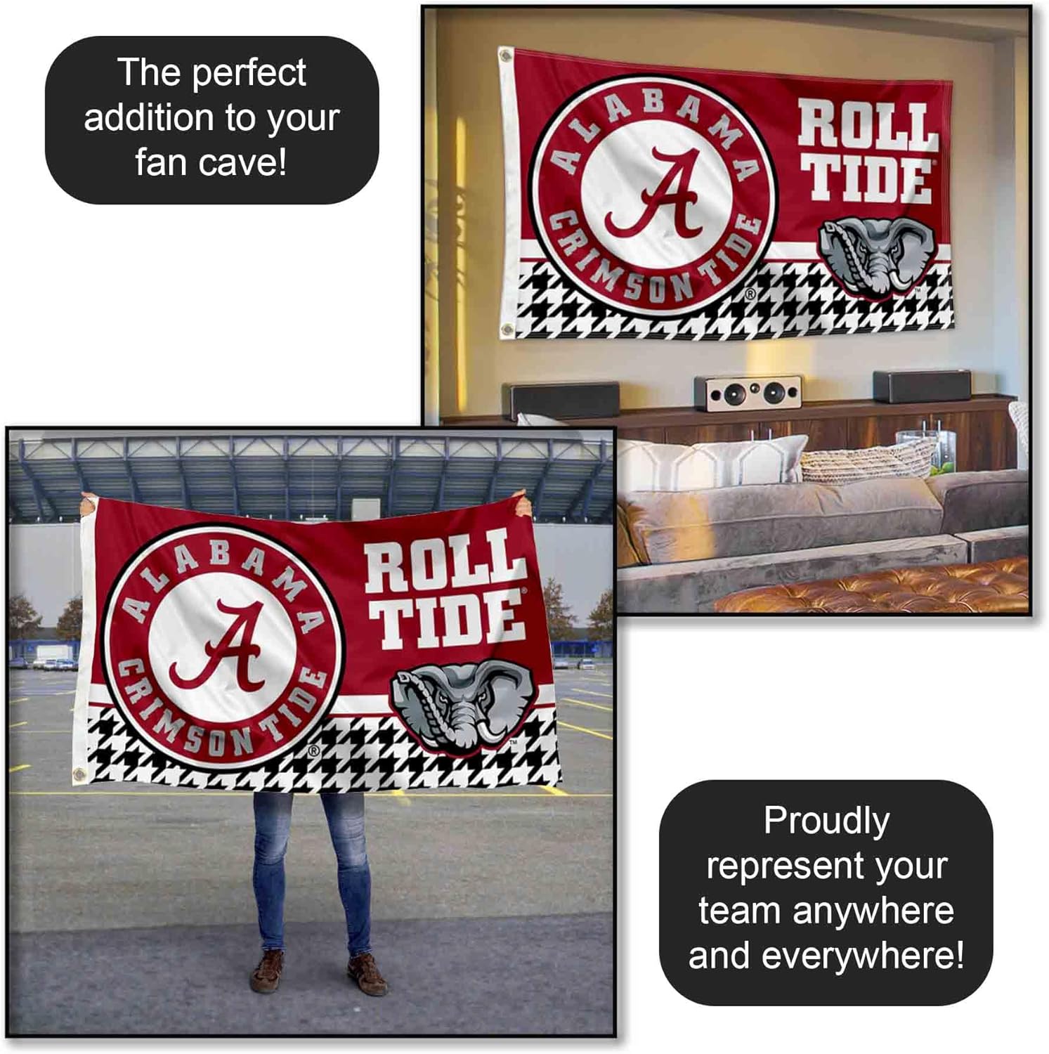 College Flags & Banners Co. Alabama Crimson Tide 3x5 Banner Flag - Image 5