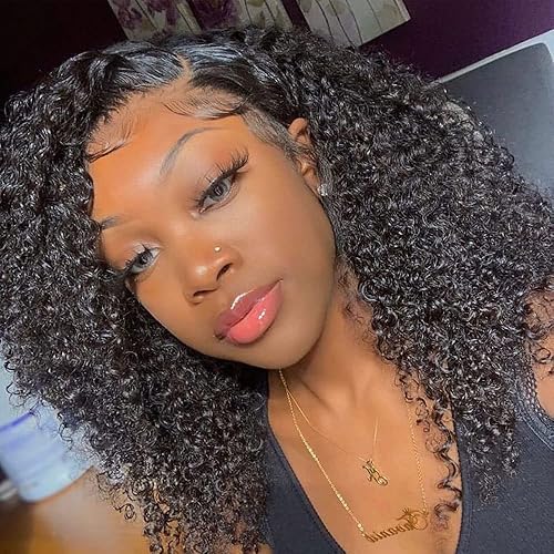 premier Pelucas de encaje frontal de seda rizada con encaje frontal, densidad del 140%, sin pegamento, cabello humano Remy brasileño rizado, base de