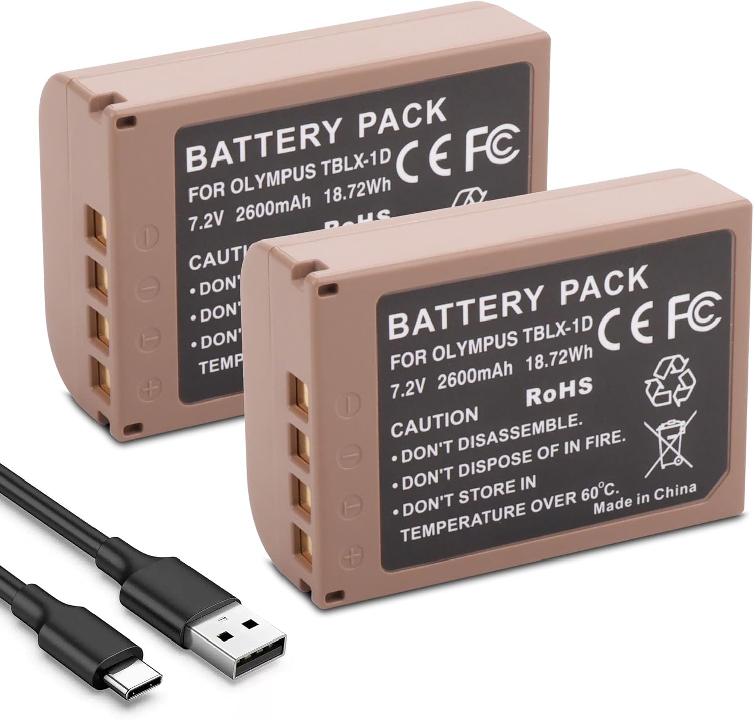 2 Pack BLX-1 Battery Olympus OM System OM-1/ OM1/ OM-1 ii / OM1 2 / OM-1 Mark II Mirrorless BLX-1 BLX1 Blx 1 SBCX-1 Lithium-Ion Replacement Camera Battery with Built-in USB-C Charging Port