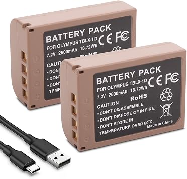 2 Pack BLX-1 Battery Olympus OM System OM-1/ OM1/ OM-1 ii / OM1 2 / OM-1 Mark II Mirrorless BLX-1 BLX1 Blx 1 SBCX-1 Replacement Camera Battery with Built-in USB-C Charging Port