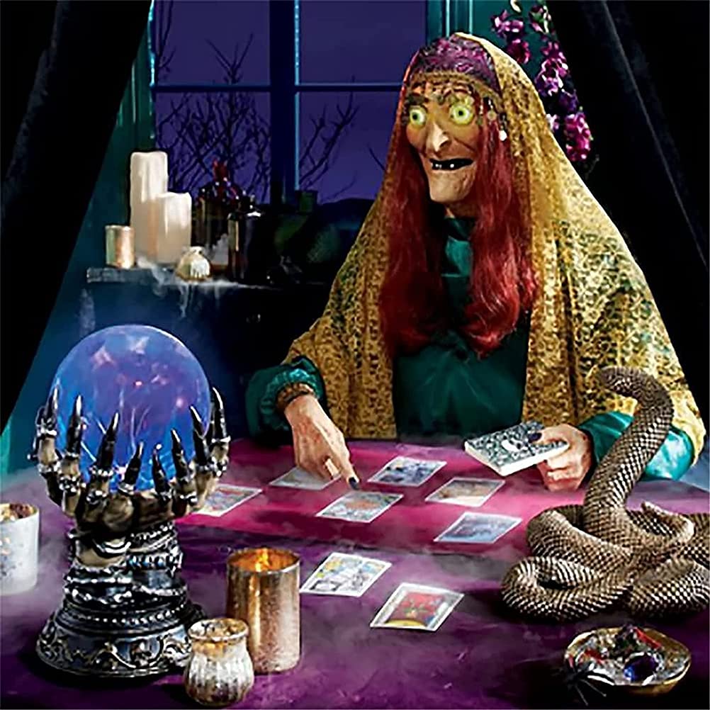 Witch on Broom LED Crackle Glass Table Décor, 9.75H – Plow & Hearth