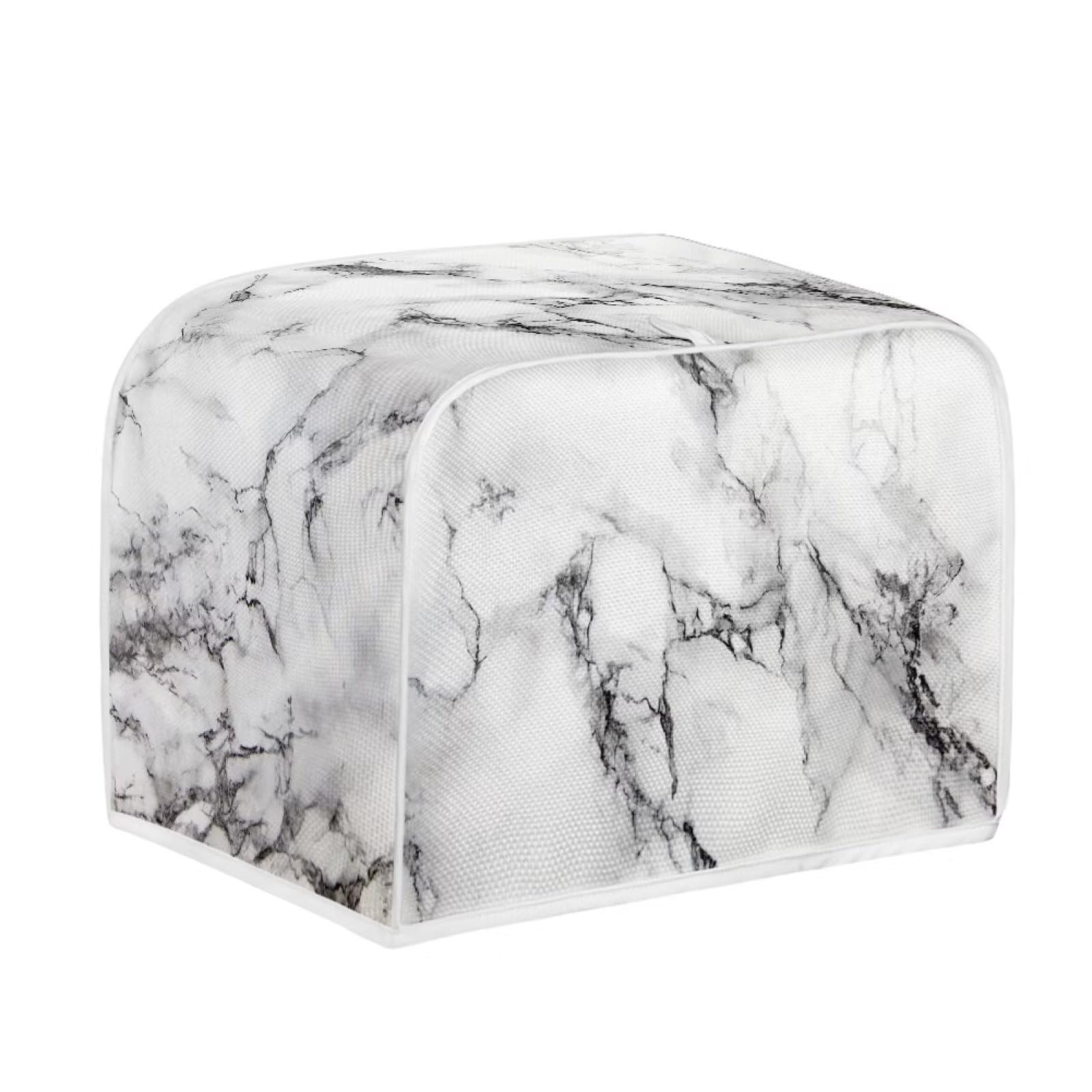JSLXYYBQ White Marble Print Toaster Covers - Dust and Greasy Protection Bread Maker Covers for 4 Slice Toasters