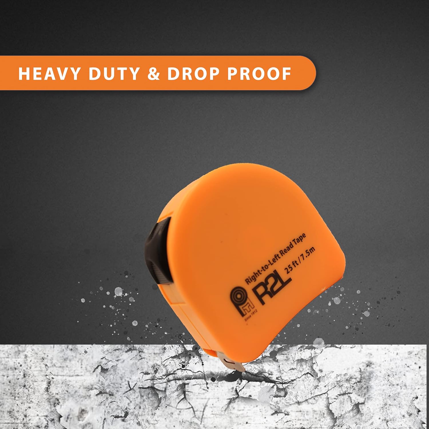 RL-02 Tape Measure showing heavy duty and drop proof features