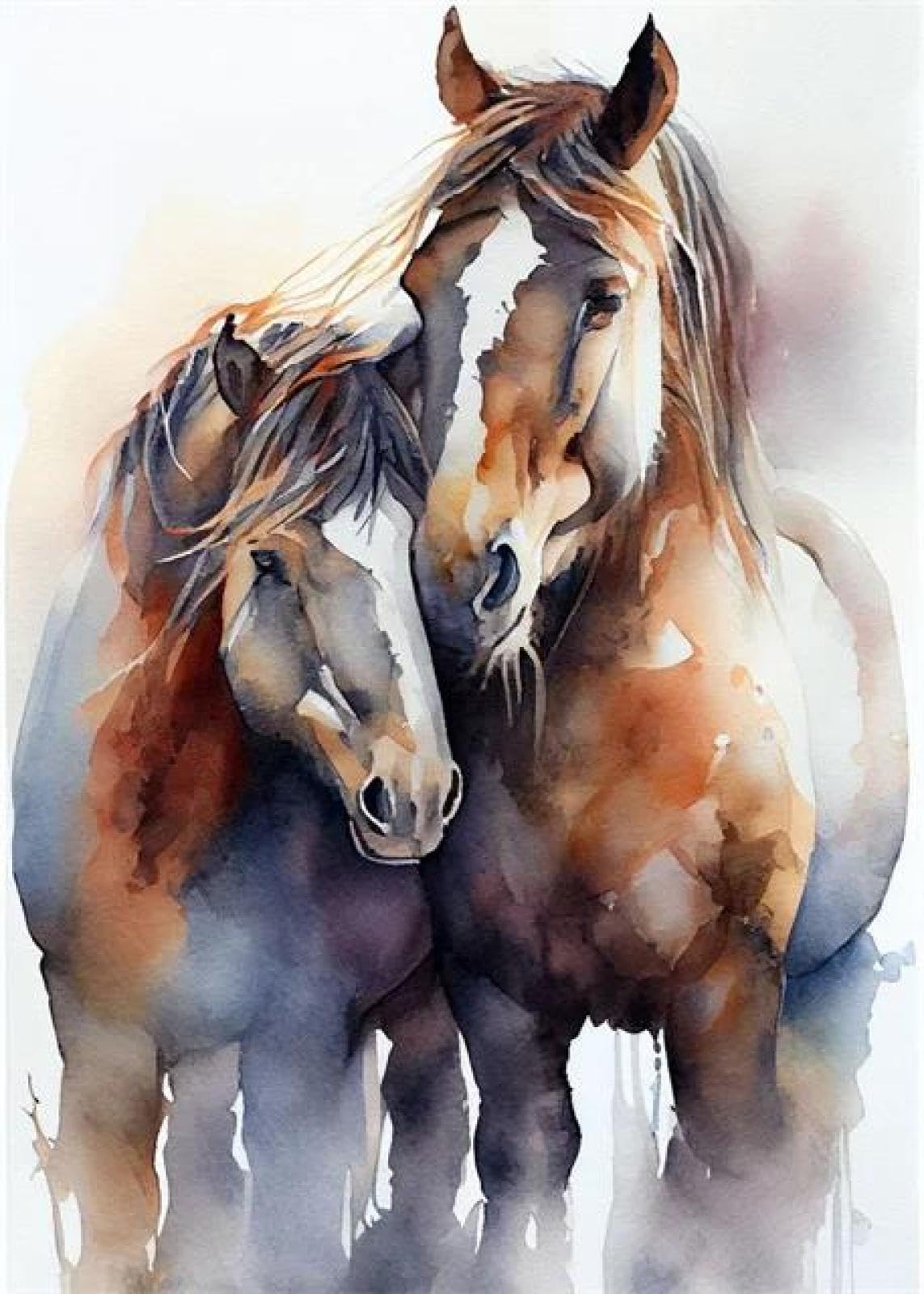 SHINERING Abstract Watercolor Horse Animal Canvas Painting Posters Print Wall Art Picture Living Room Decor A5 40X50Cm Unframed