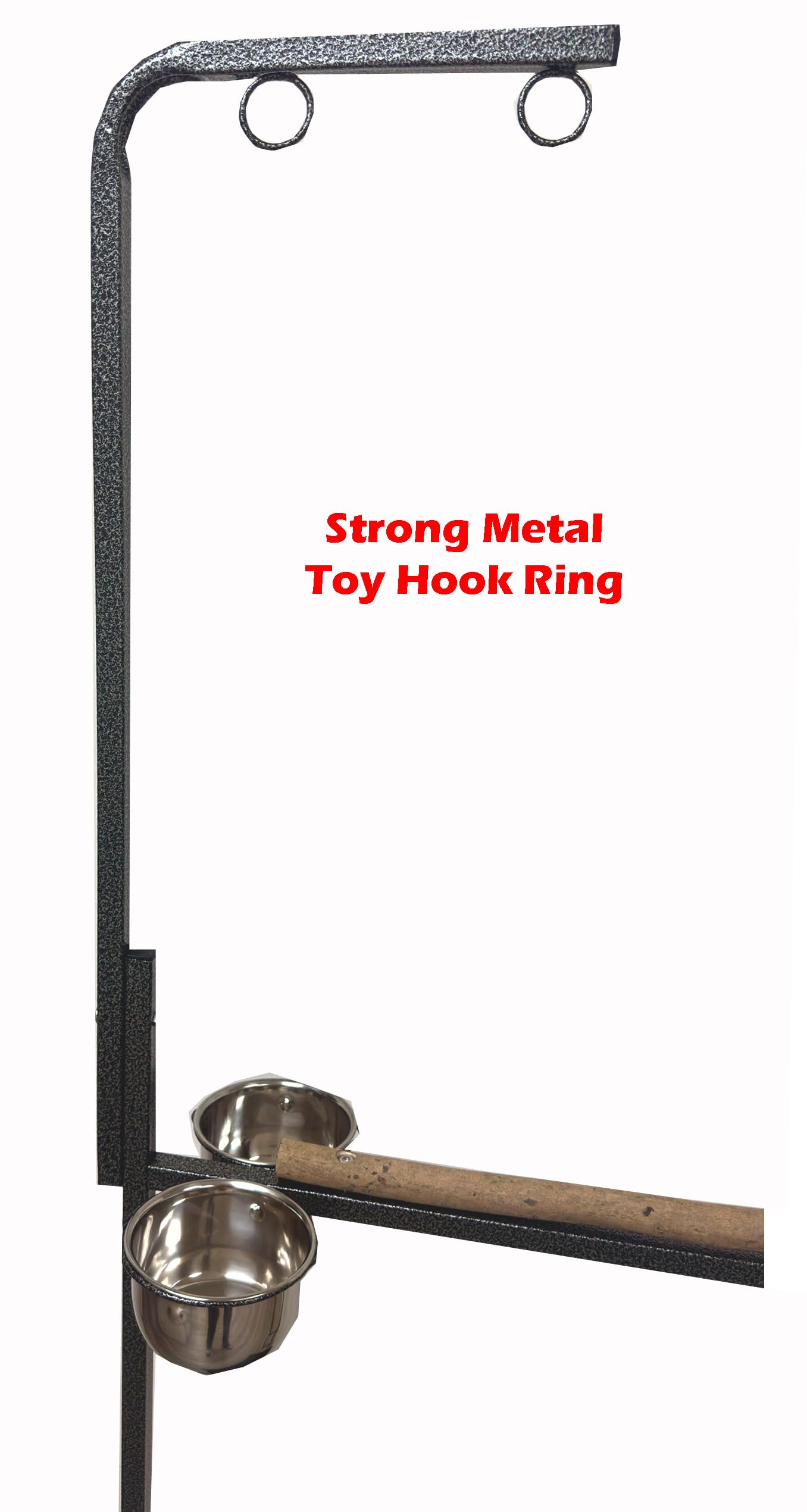 65.5 Inch X-Large Parrot Natural Perch Stand Bird Play Ground Training with Strong Climbing Play Ladder Stainless Feeding Bowls Toy Hook Removable Washable Tray Lockable Rolling Wheels product thumbnail 8