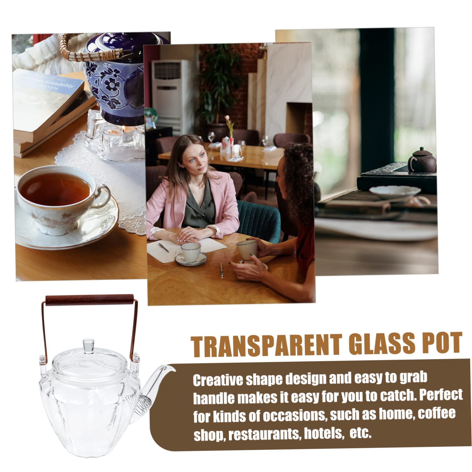 Tetera de Cristal de Sobremesa Estilo Chino Textura Diamante | Vidrio Resistente al Calor, Diseño Simple y Generoso, Uso en Oficina y Hogar