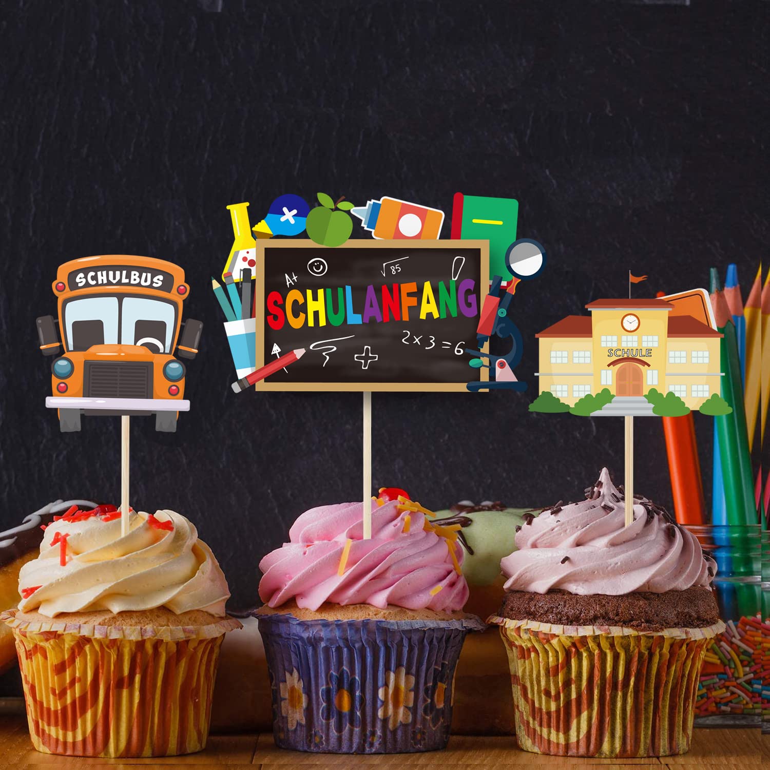 Schulanfang Cupcake Topper Set Mit ABC 123 – Wiederverwendbare Tortendeko Für Einschulungsparty