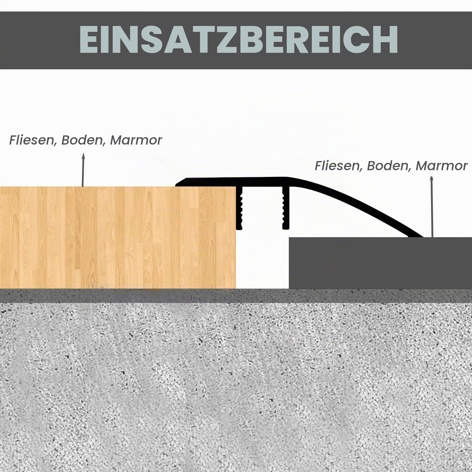 Aluminium-Bodenübergangsstreifen,0,9 m x 43 mm Aluminium Türschwellen Leiste, Selbstklebendes Übergangsprofil, Bodenübergangsleiste, Überbrücken die Höhenausgleich 8-15 mm