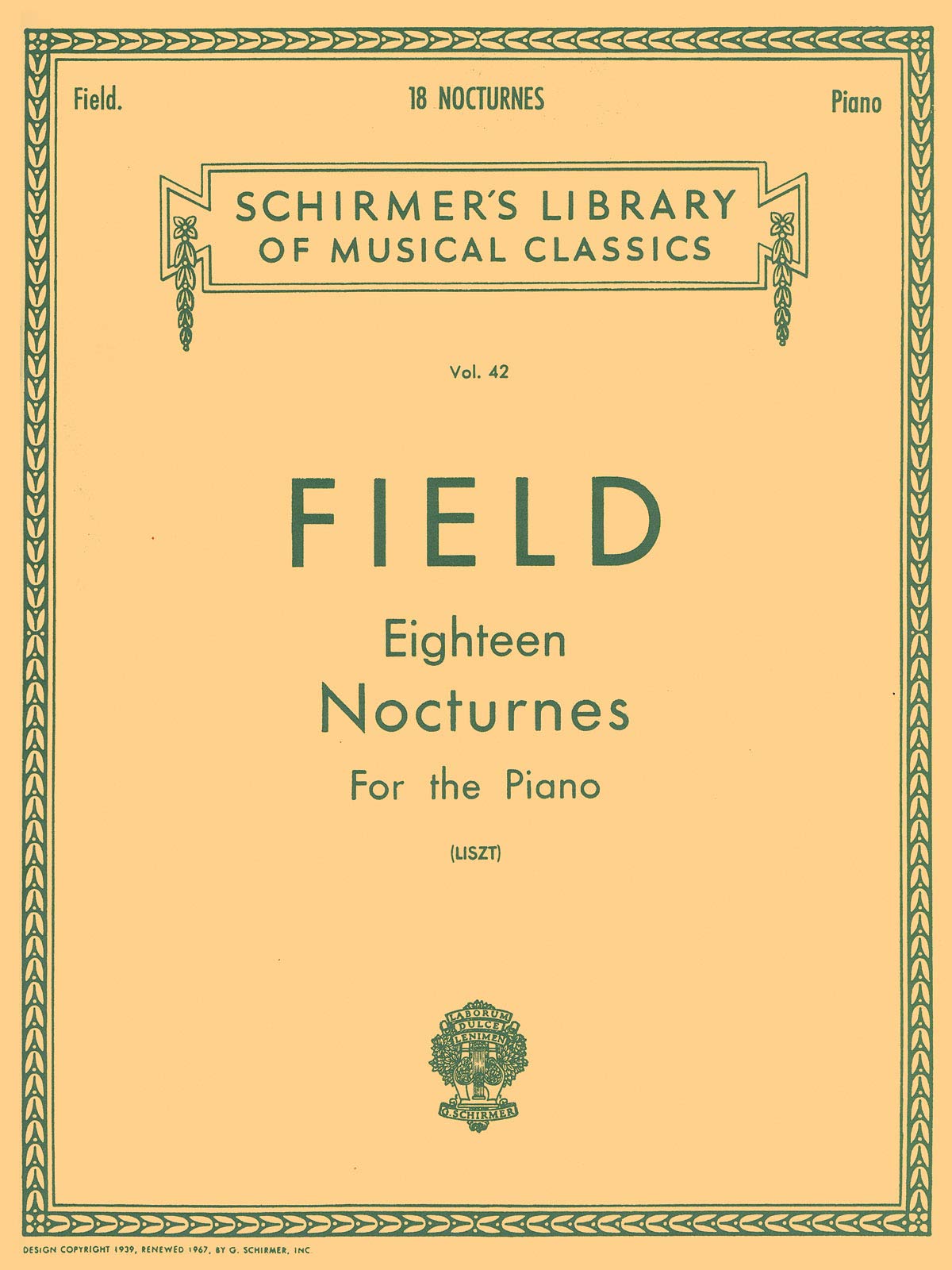 John Field: 18 Nocturnes for Piano Sheet Music Book | Romantic Classical Solo Repertoire Edited by Franz Liszt | Schirmer Edition for Intermediate Pianists | Expressive Piano Collection
