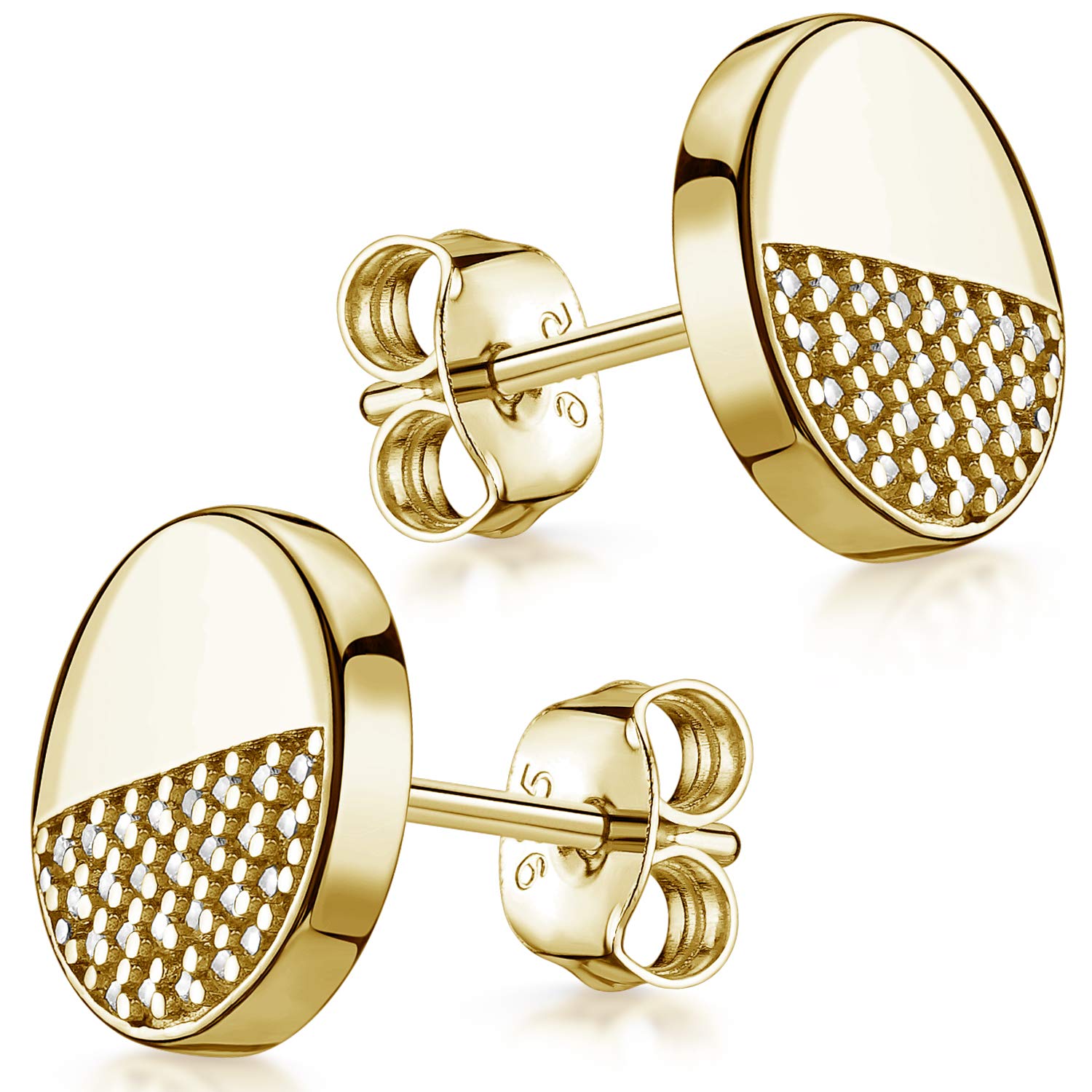 Runde Ohrstecker Silber 925 - Zirkonia Ohrringe 10mm flach für Damen SO-452 | Elegante Stecker aus hautfreundlichem 925 Sterling Silber rhodiniert oder vergoldet von MATERIA by Matthias Wagner