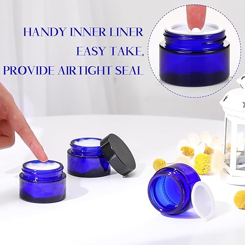 Miniatura 4 de Domensi 60 tarros de vidrio transparente de 1 onza con tapas, tarros redondos de vidrio para cosméticos, pequeños recipientes de viaje con forro