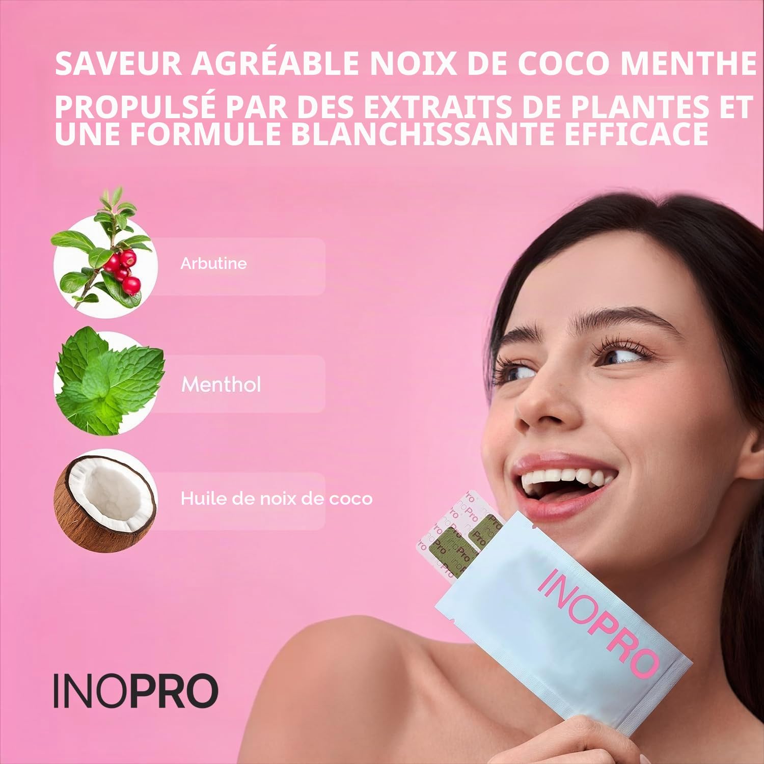 InoPro Green Teeth Whitening Strips - Peroxide Free - Deep Stains Removal - 14 Treatments, 28 Strips