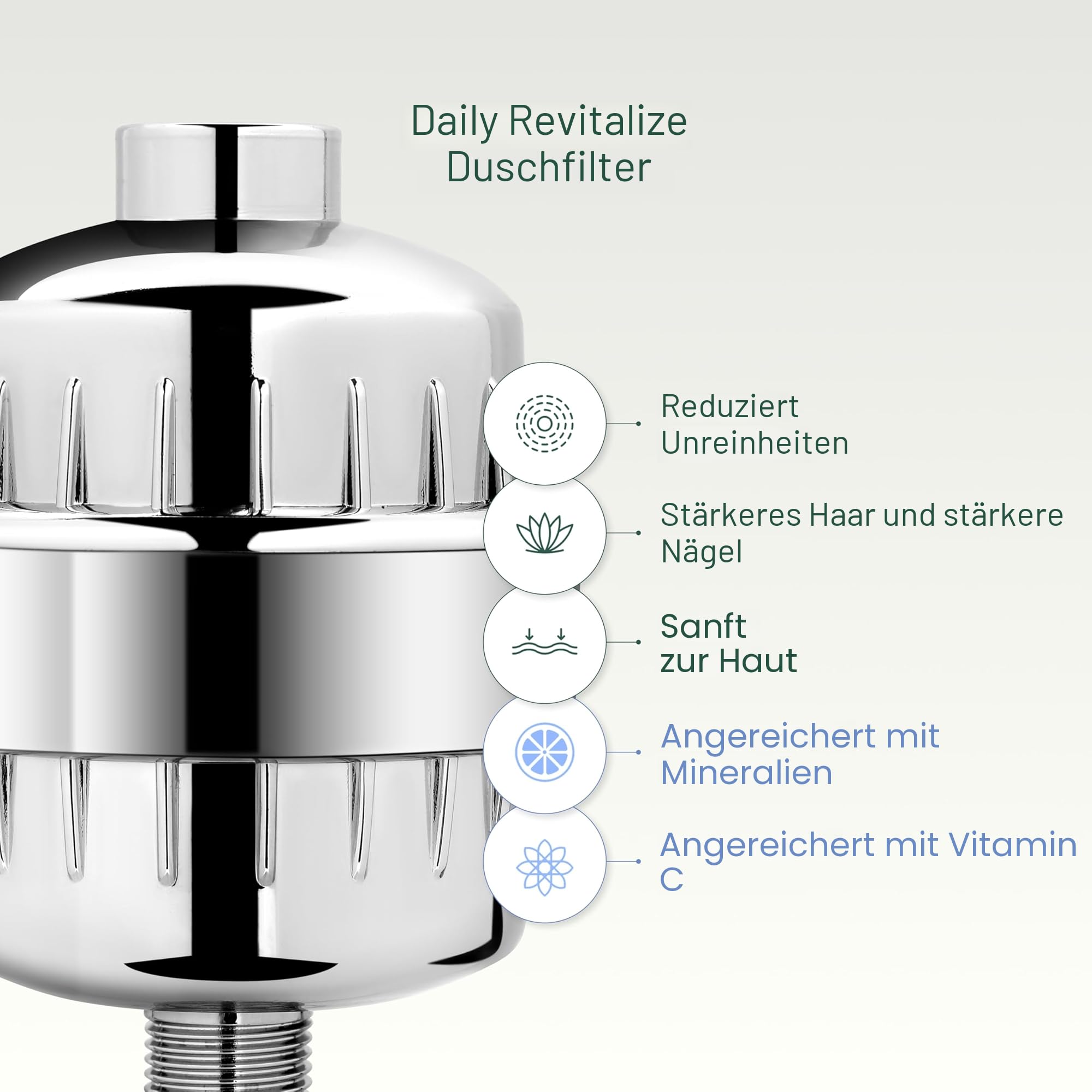 AquaBliss Revitalisierender Duschfilter mit hoher Leistung – reduziert trockene juckende Haut, Schuppen, Ekzeme und verbessert dramatisch den Zustand Ihrer Haut, Haare und Nägel – gebürstetes Nickel