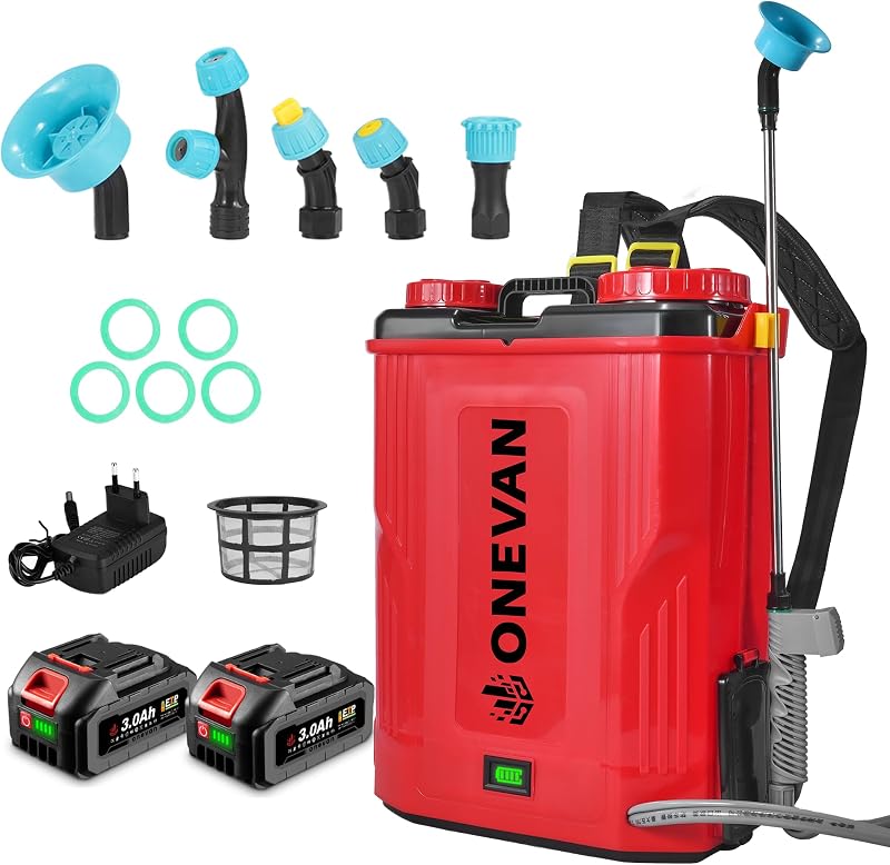 Pulverizador de mochila con batería ONEVAN de 5,3 galones, 100 PSI con función de mezcla