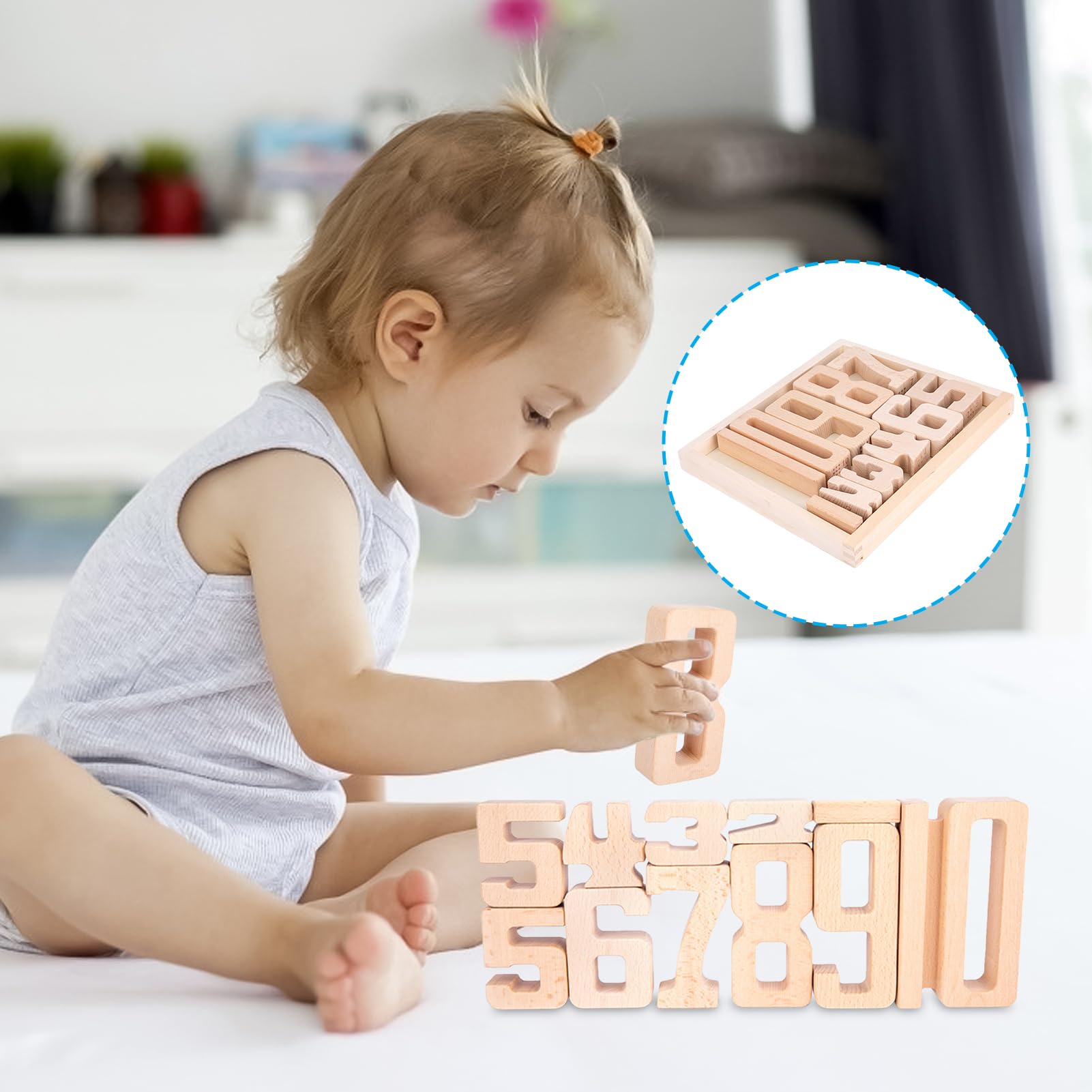 Generisch Wooden, Math Learning Toys, Stacking Educational Set, Smooth Rounded Edges, jasny kolor, idealny do zajęć w szkole i wczesnej edukacji domowej