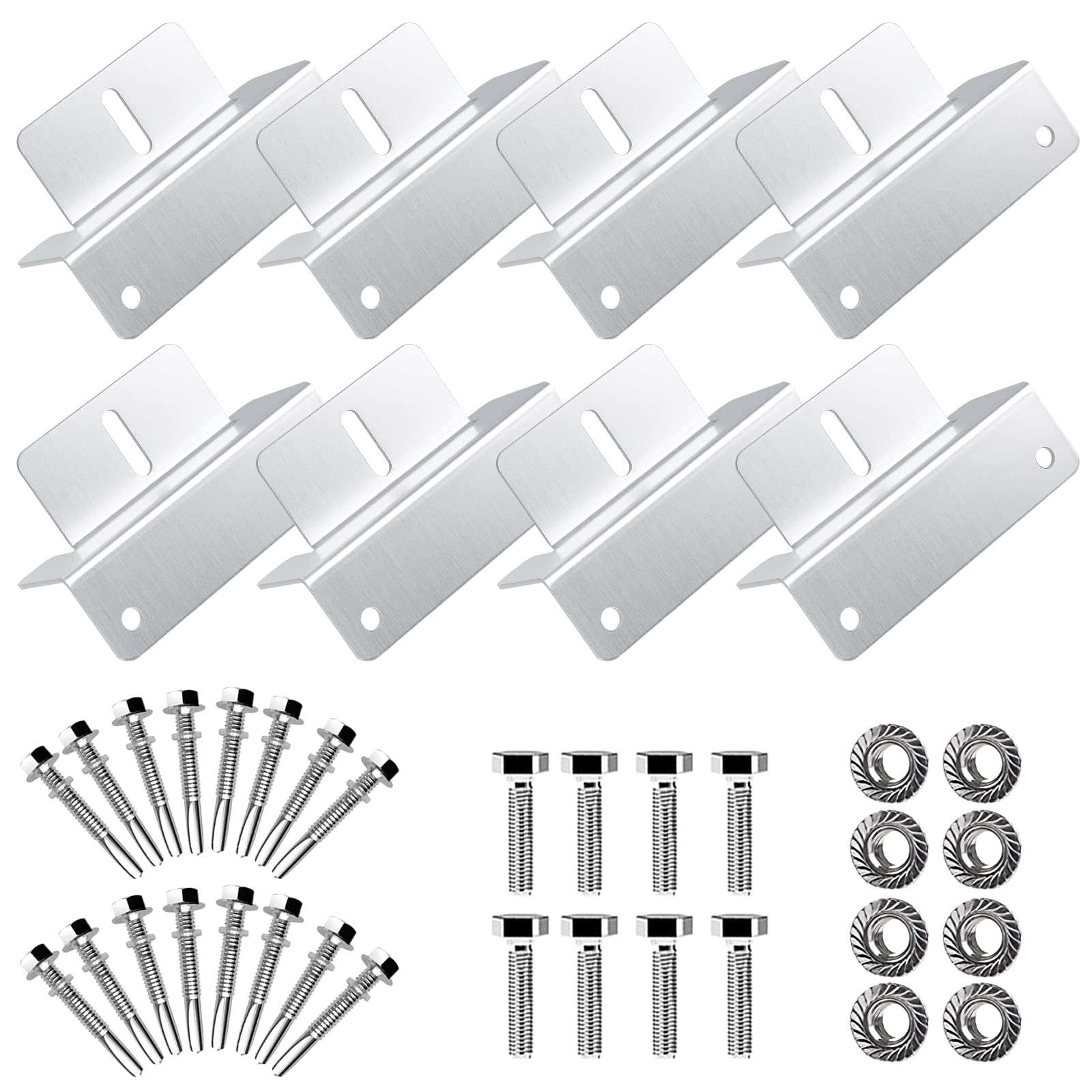 Staffe A Z Per Pannelli Solari - 8 Pezzi In Alluminio, Con Dadi E Bulloni