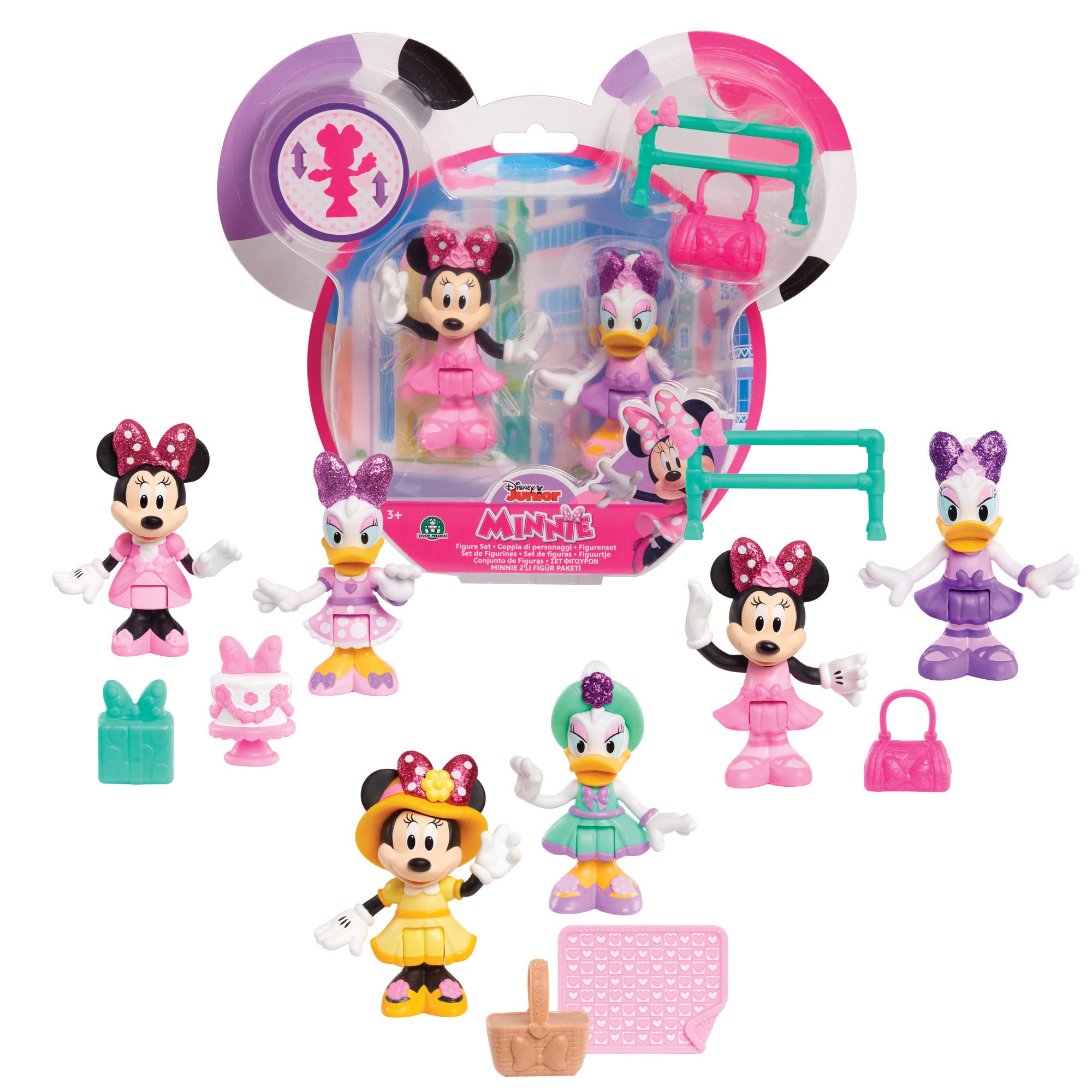 Disney Minnie, 2 Figuras articuladas 7,5 cm con Accesorios, Tema de Fiesta, Juguete para niños a Partir de 3 años, GIOCHI PREZIOSI, MCN173