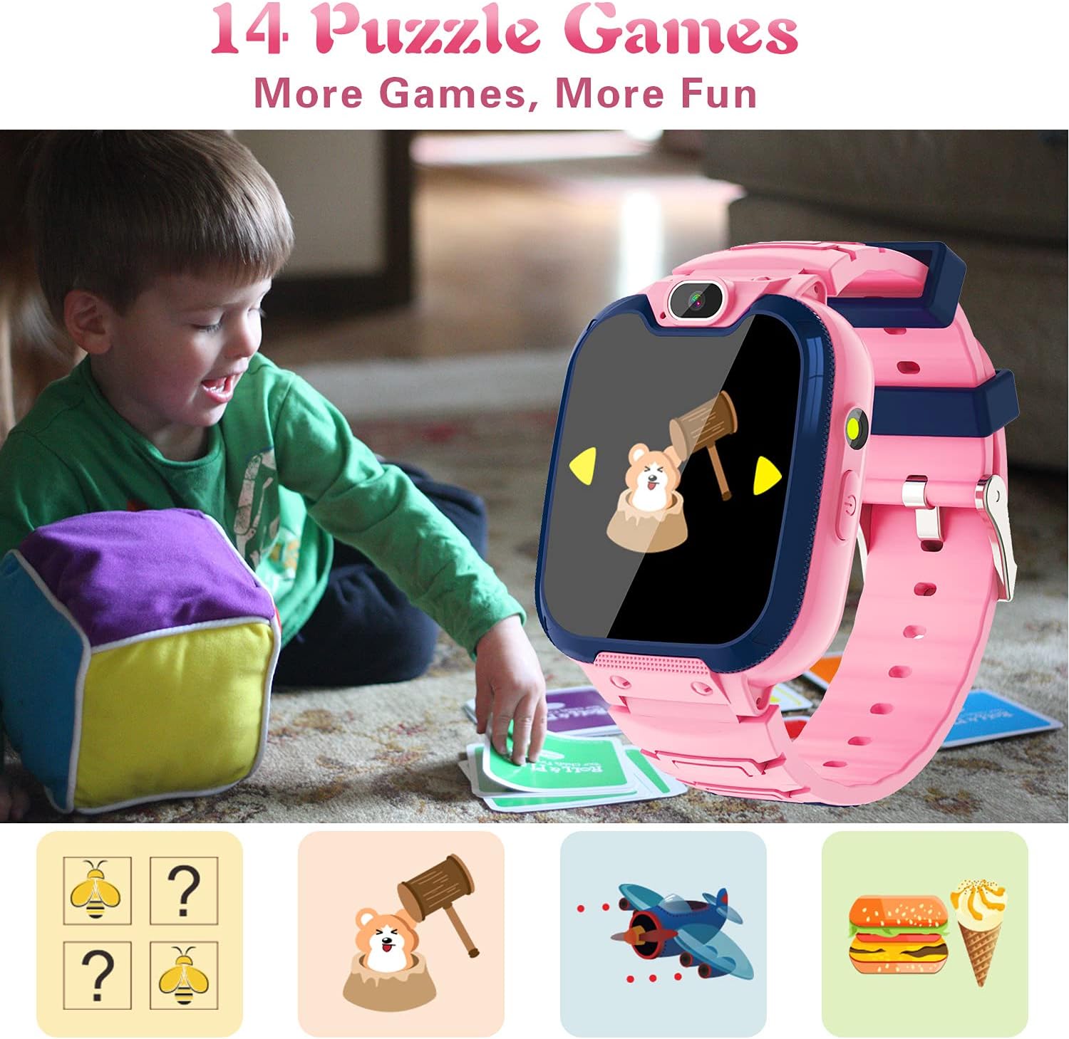Super Cheap 🛒 Kids Smart Watch for Boys Girls – Kids Smartwatch with Call SOS 14 Games Camera Video Player Music Player Torch Light Calculator 12/24 hr Touch Screen Children Smart Watch for Kids Age 4-12 (Pink)