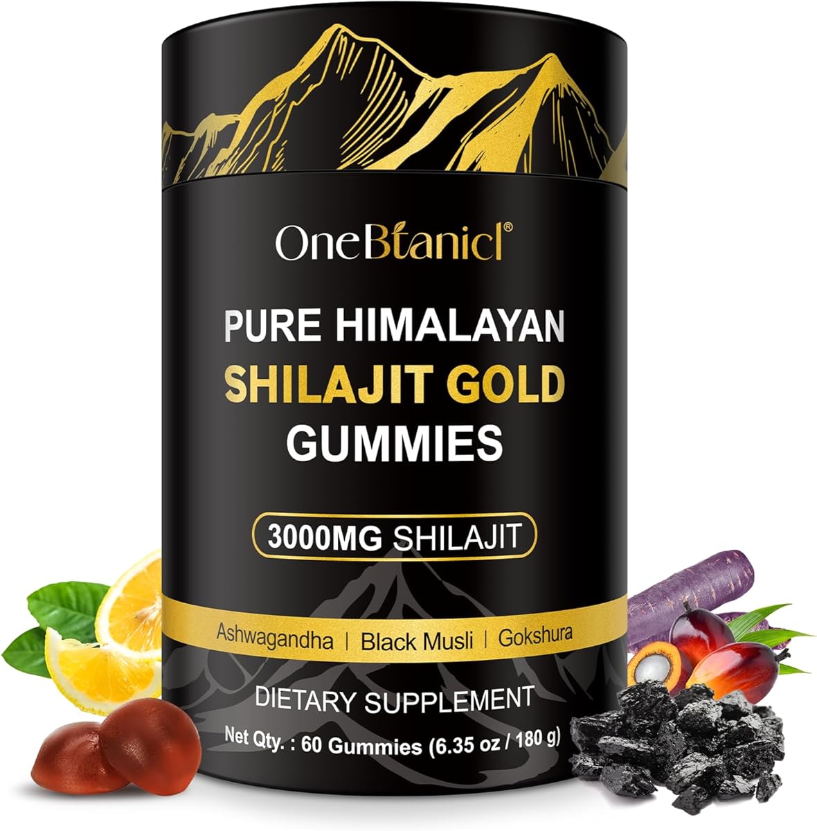 Vceeoy Shilajit Gummies, 3000mg Himalayan Shilajit Gold Gummies with Ashwagandha,Black Musli, Gokshura for Men & Women, Non-GMO & Gelatin Free, 60-Count