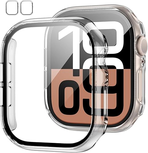 Miniatura 26 de Paquete de 2 fundas con protector de pantalla de vidrio templado para Apple Watch Series 3/2/1 de 38mm, JZK protector delgado con cobertura