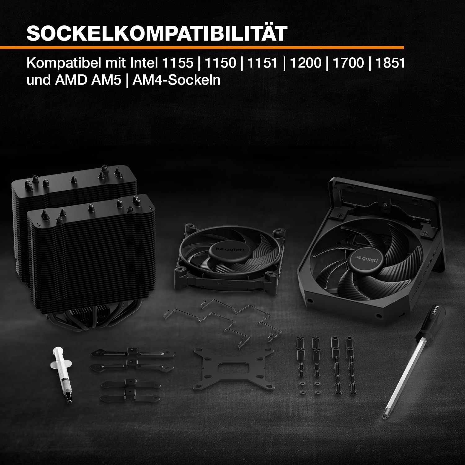 be quiet! Dark Rock Pro 5 Luftkühler, immens hohe Kühlleistung, 7 Hochleistungs-Heatpipes, Silent Wings 120mm PWM Lüfter, Silent Wings 135mm PWM Lüfter, nahezu unhörbarer Betrieb, Speed Switch