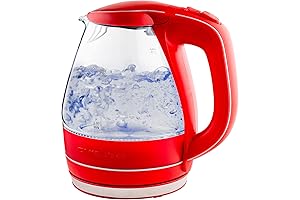 OVENTE Glass Electric Tea Kettle Red KG83R: Enjoy Your Perfect Cup of Tea!