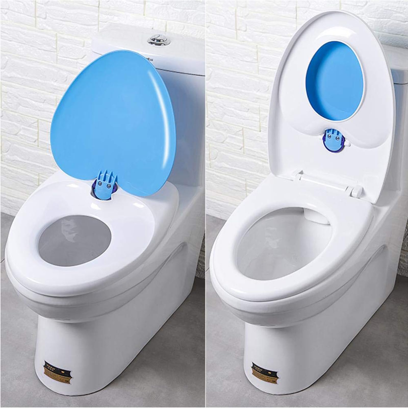 Wttfc Riduttore WC Bambini,Forma A U Sedile WC 34 X 43 Cm,Copriwater in Plastica Sedile Copri WC per Bambini Famiglie Chiusura Ammortizzata Soft Close,Fondo Fisso,Blu