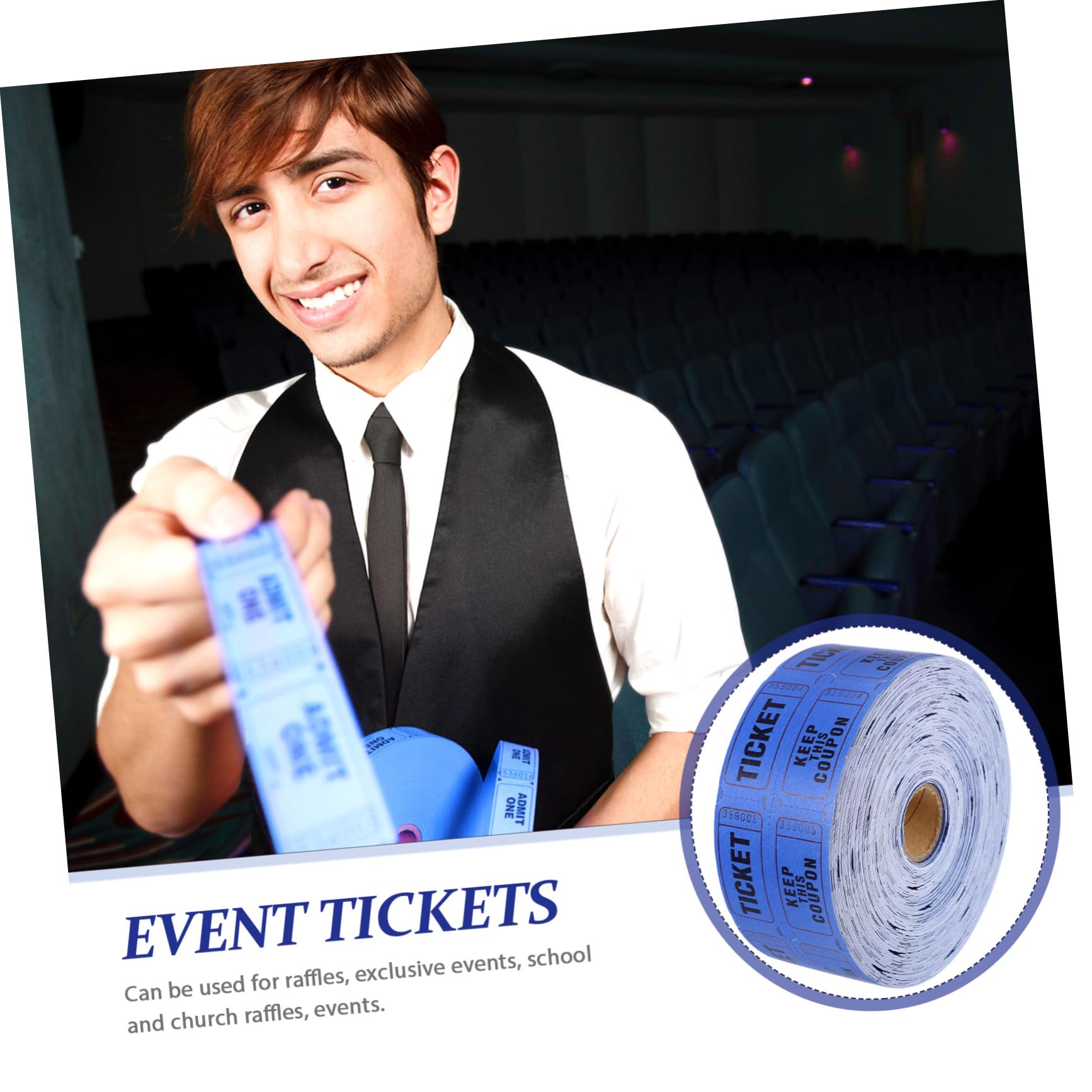 Boletos para Rollo Perforados Papel para en Fácil Rifa Azul de Uso Separación Ideales Divertidos y para Eventos y Sorteos