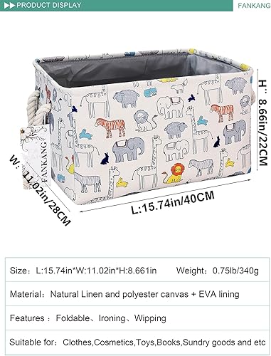 Miniatura 9 de FANKANG - Cesta rectangular de tela con estampado de dinosaurios para almacenamiento de guardería, cesta de almacenamiento, bolsa de libros, cestas