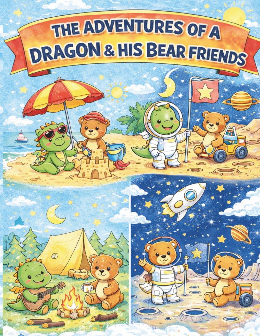The Adventures of a Dragon and His Bear Friends: Cute Coloring Book for Kids Ages 4–8