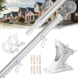 Flag Pole for Outside House – 6FT Aluminum Flagpole Kit with Wall Mount Bracket – Heavy Duty Flag Pole Holder for Residential or Commercial Outdoor Use – Fits 3x5 American Flags