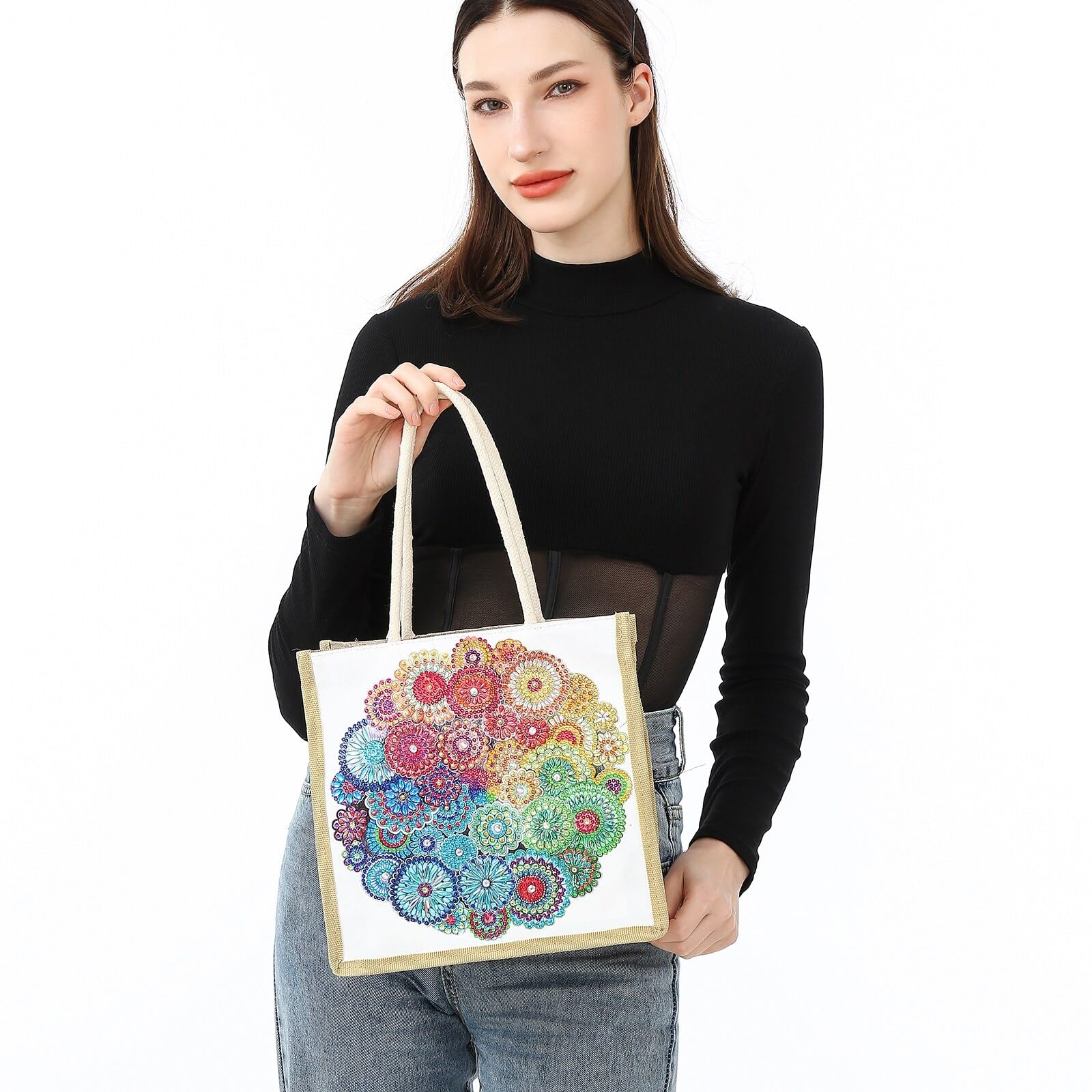 Sac à Main DIY Diamond Painting JAWSEU - Kit Peinture Diamant Fourre-Tout Strass Pliable
