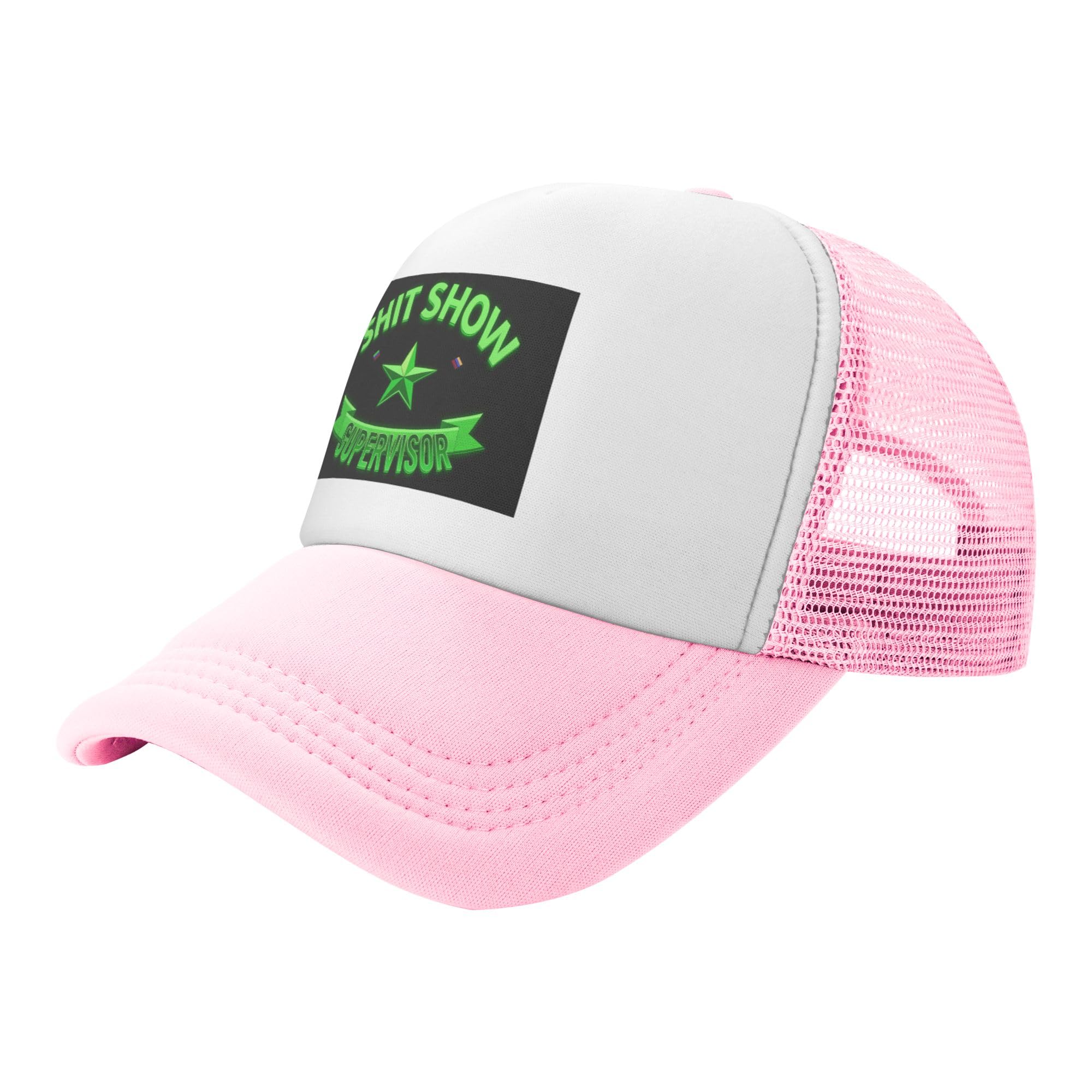 Shit Show Trucker Hat Funny Boss Joke Baseball Cap Mesh Back Adjustable Hats for Kids - Pink
