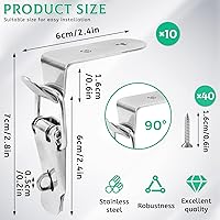 Vista 2 de 10 unidades de cerradura de palanca de resorte de 90 grados de acero inoxidable con cierre de hebilla, cerraduras de capó de puerta de caja