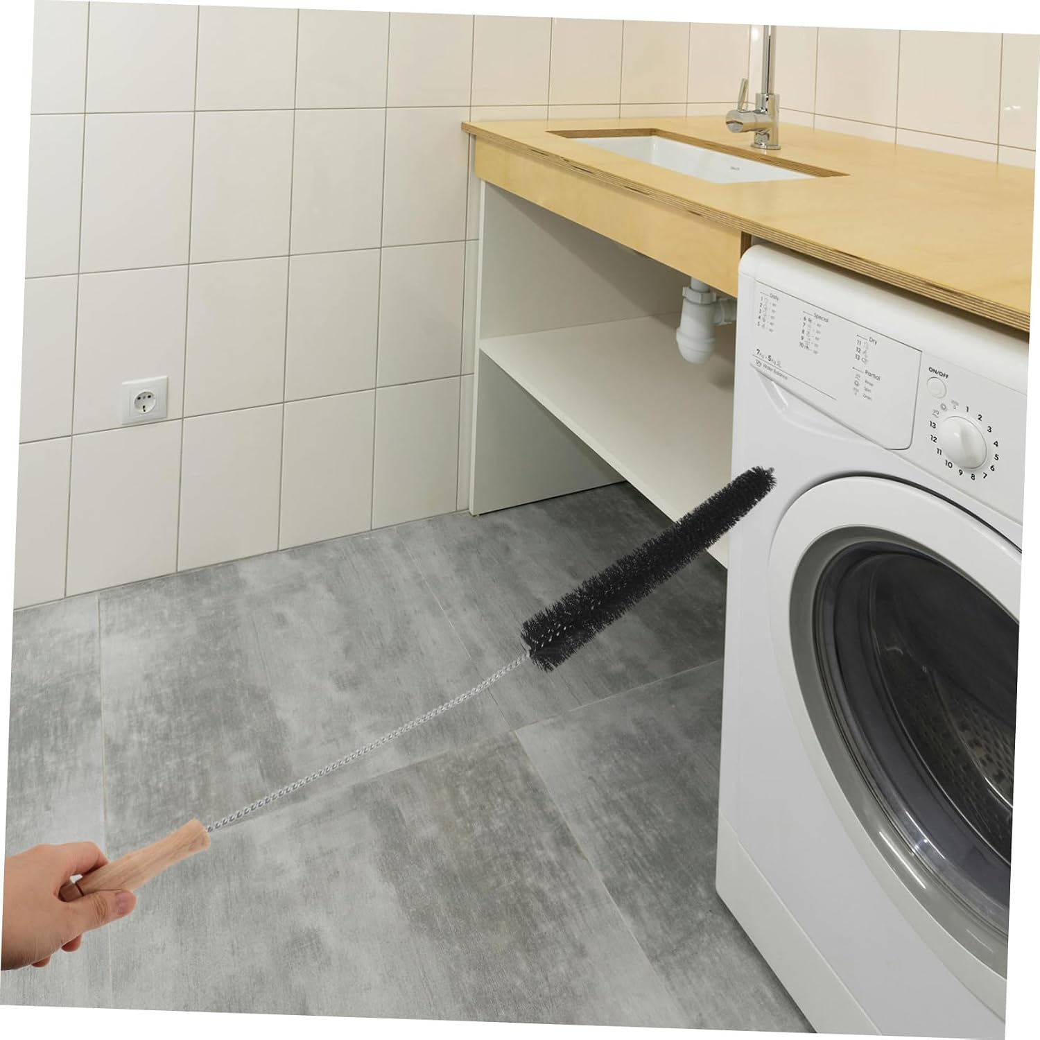 ORFOFE Dryer Vent Cleaning Brush with Long Handle Versatile Coil Brush for Washing Machine and Dryer Maintenance Soft Bristles for Safe Cleaning of Lint and Debris