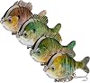 BASSDASH SwimPanfish Multi Jointed Panfish Bluegill Swimbaits Hard Topwater Bass Lures Fishing Lure Crank Saltwater 3.5in0.85oz,Pack of 4