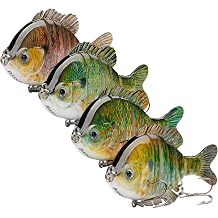 BASSDASH SwimPanfish Multi Jointed Panfish Bluegill Swimbaits Hard Topwater Bass Lures Fishing Lure Crank Saltwater 3.5in/0.85oz,Pack of 4