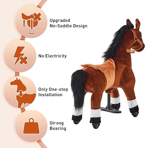 Miniatura 3 de Juguete de caballo para niños que montan a caballo, poni, ciclo, mecánico, acción de caminar, animal de peluche para 3 a 5 años, sin batería ni