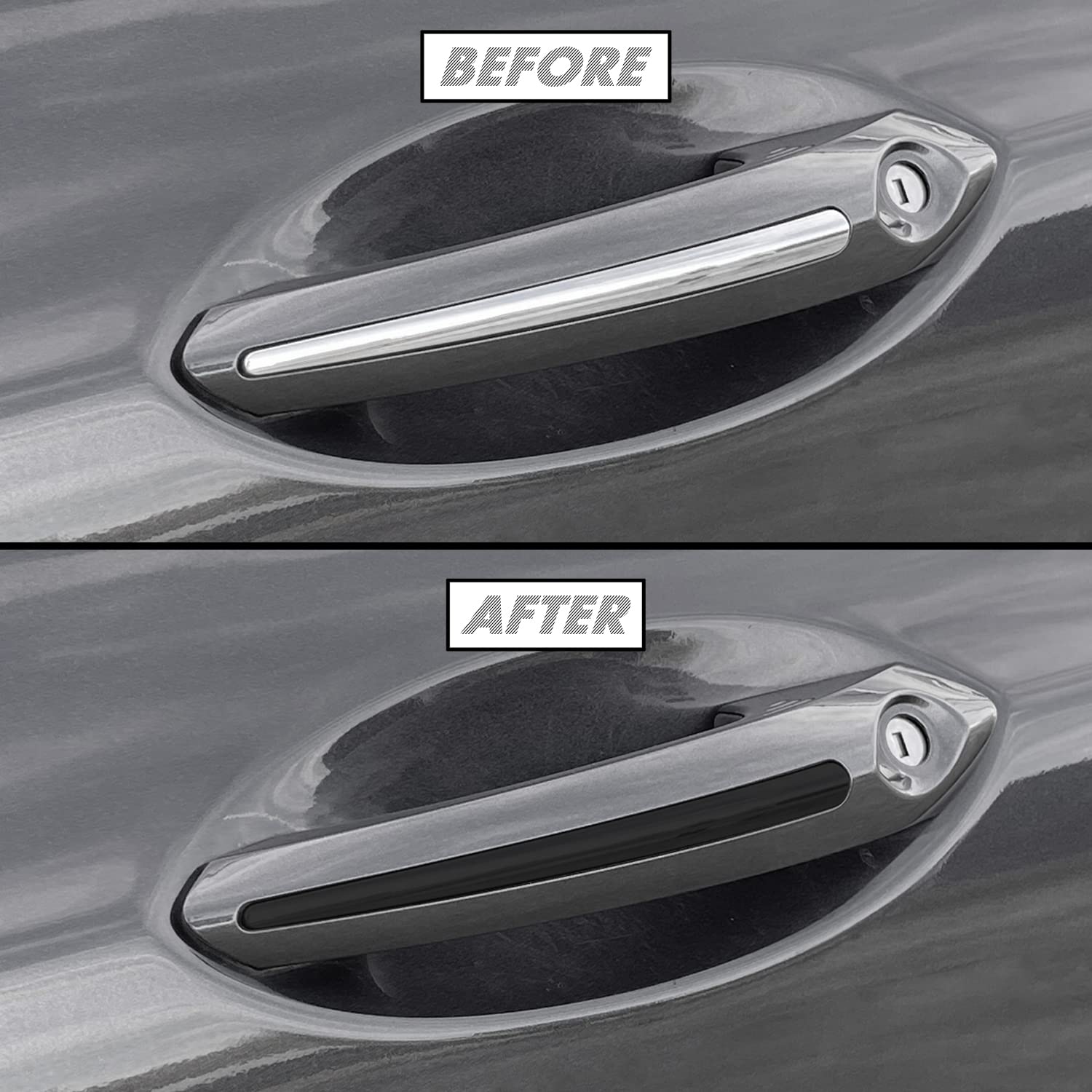 SlickMod Chrome Delete Blackout Vinyl Overlay for 2013-2020 Lincoln MKZ Door Handle Trim (Gloss Black)
