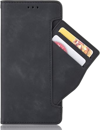 QiongNi Case for LG Wing 5G / LMF100TMK / LMF100VM1 / LMF100EMW / LMF100VMY / LMF100N Flip Pu Leather Cover Black with Card Slot, Money Pocket