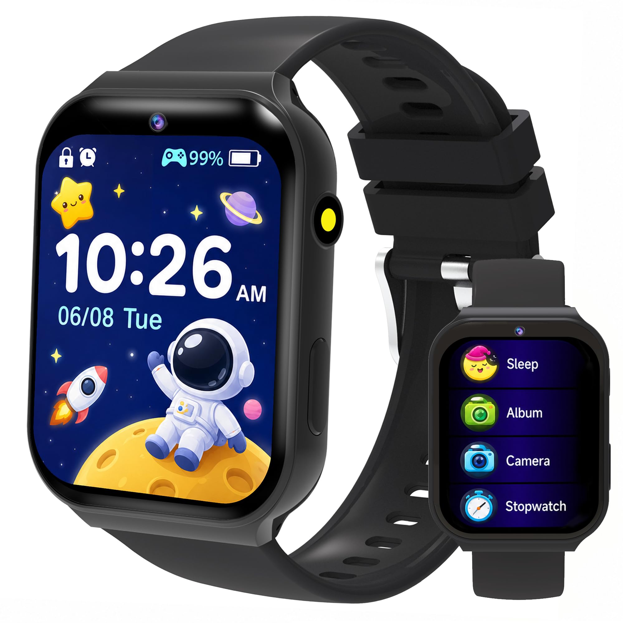 YEDASAH Smartwatch Bambini con 18 Giochi, Schermo HD 1,83" e Monitor Sonno | Foto, Contapassi, Calorie, Sveglia, Cronometro, Torcia, Calendario, Quadranti, Regalo 4-12