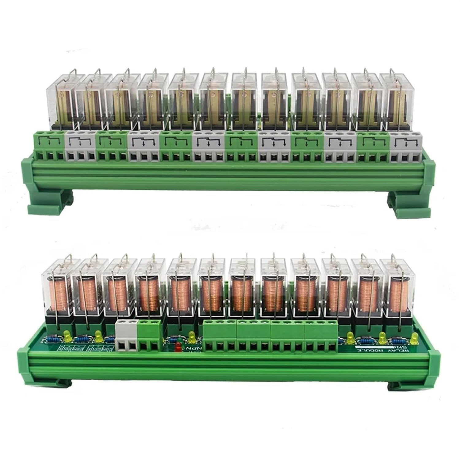 12 Channel 1 SPDT DIN Rail Mount G2R 24V DC/AC Interface Relay Module