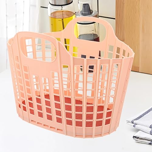 Miniatura 2 de Luxshiny Cesta de compras de plástico, 2 unidades, organizador de plástico, cestas de almacenamiento con asas, organizador de contenedores portátil