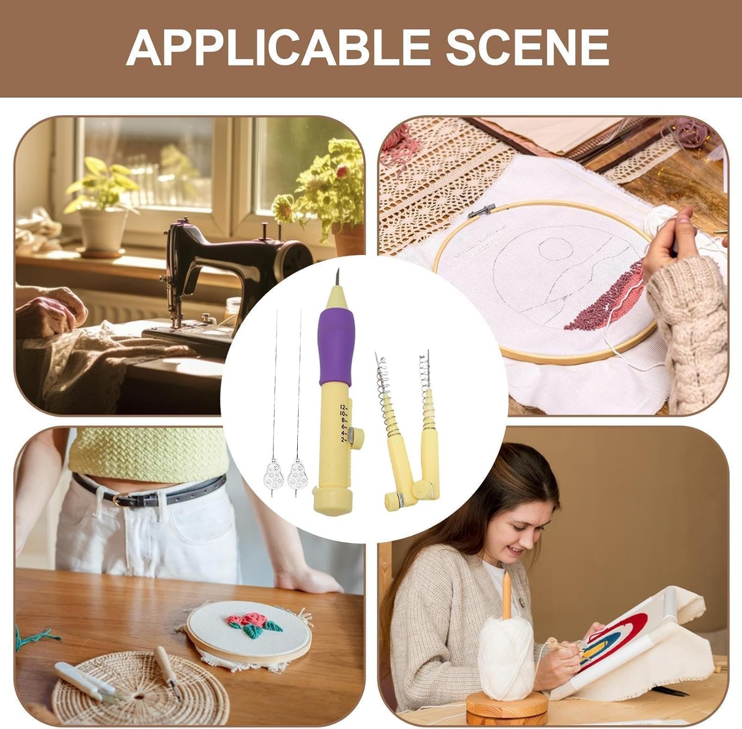 Deriz Punch Needle Embroidery Starter Kit for Adults & Kids | Complete DIY Rug Punch Needle Craft Set with 5 Color Yarn (15g Each), Embroidery Cloth, Needles & Accessories | Beginner Needle Felting Craft Kit 2